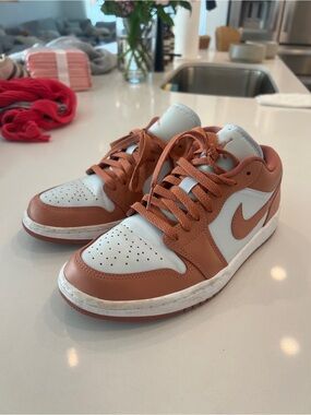 Nike Jordans Low Top Sneakers in Grey / Rust